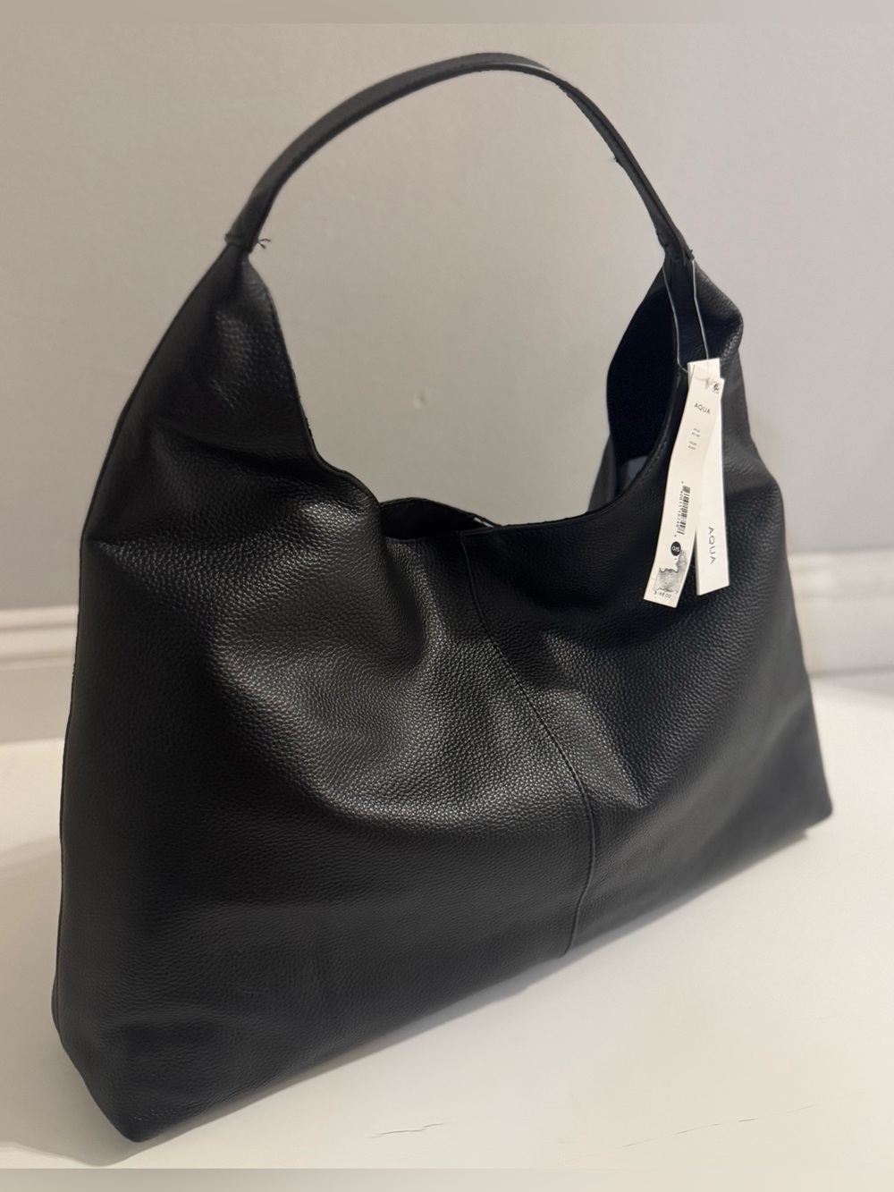 AQUA Slouchy Leather Hobo Tote NEW - Picture 5 of 16